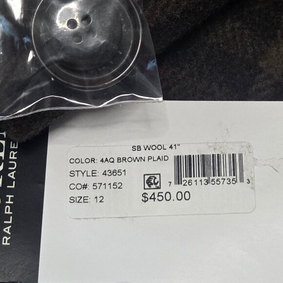 NWT Lauren Ralph Lauren Women's Wool-Blend Walker Coat Size 12 - Picture 10 of 11